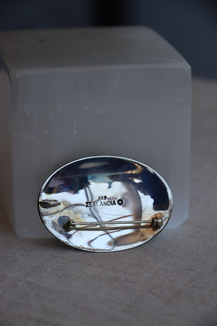 Sterling Silver Geometric Stone Pin