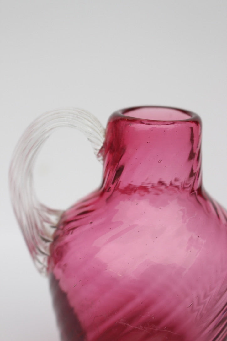 Mini hand blown maroon glass pitcher/vase