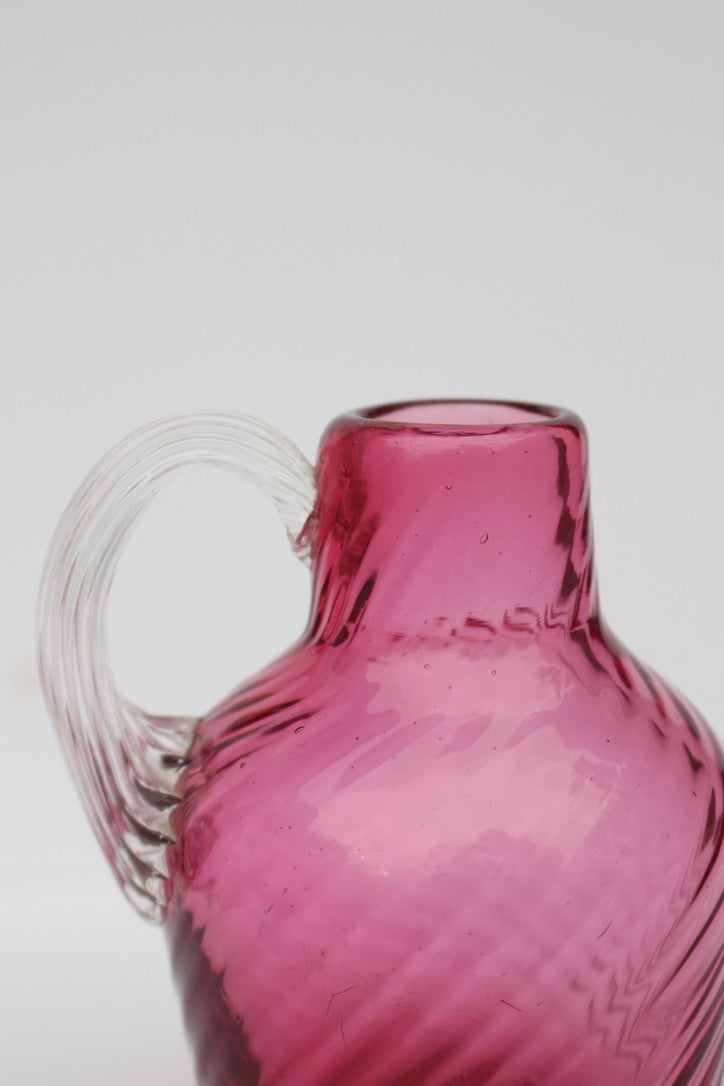 Mini hand blown maroon glass pitcher/vase