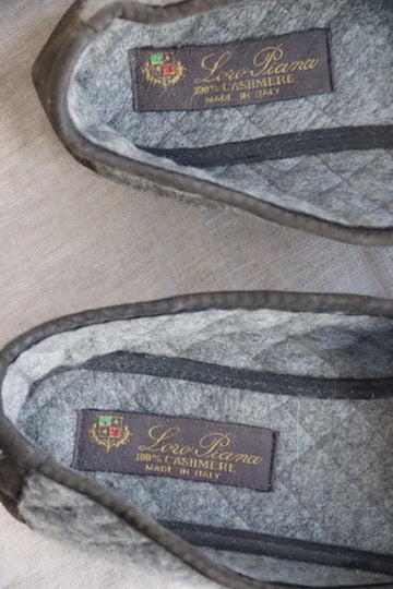 Loro Piana Grey Cashmere Slippers
