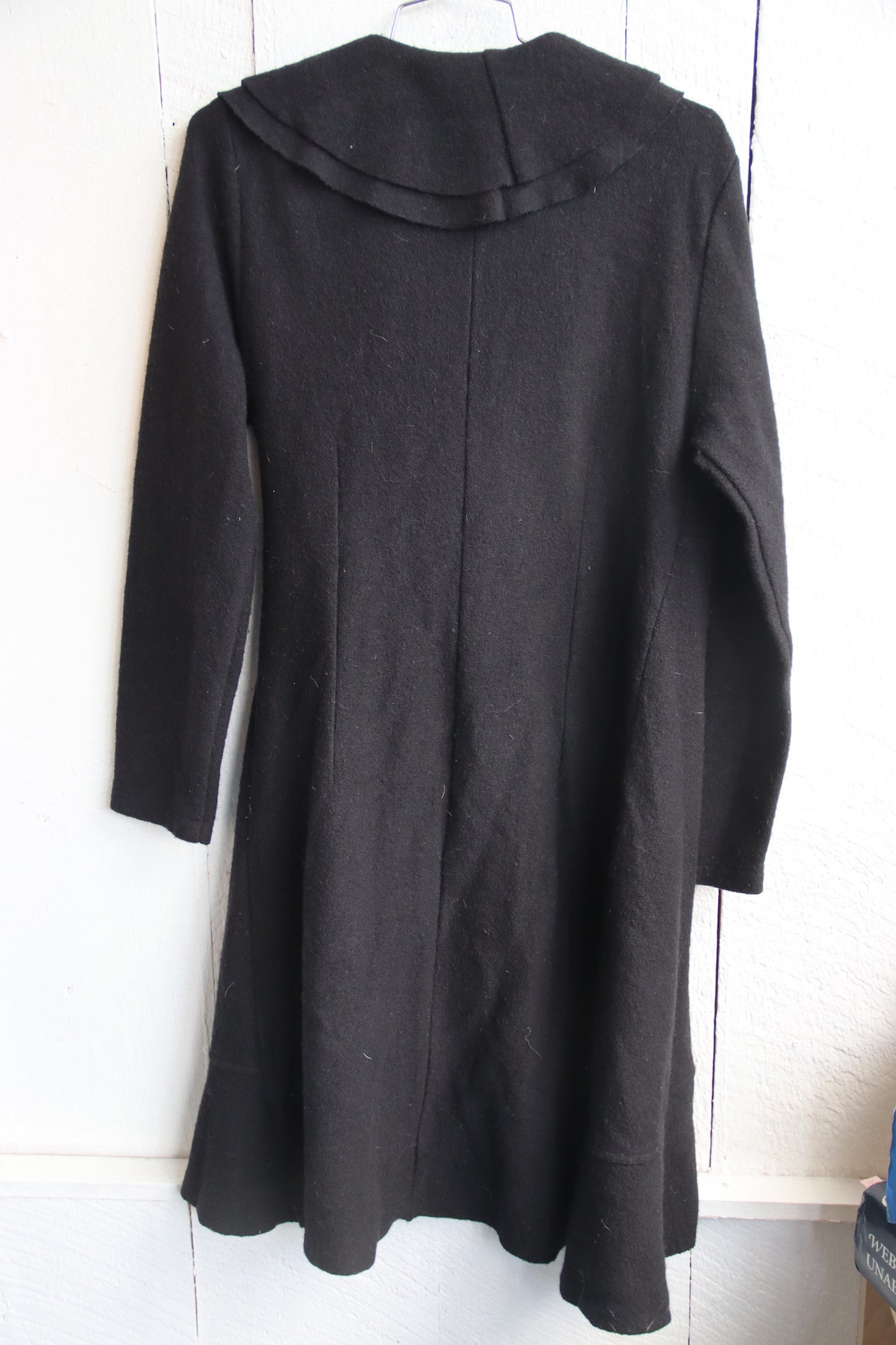 Vintage Katherine Barclay Black Ruffled Wool Coat - M