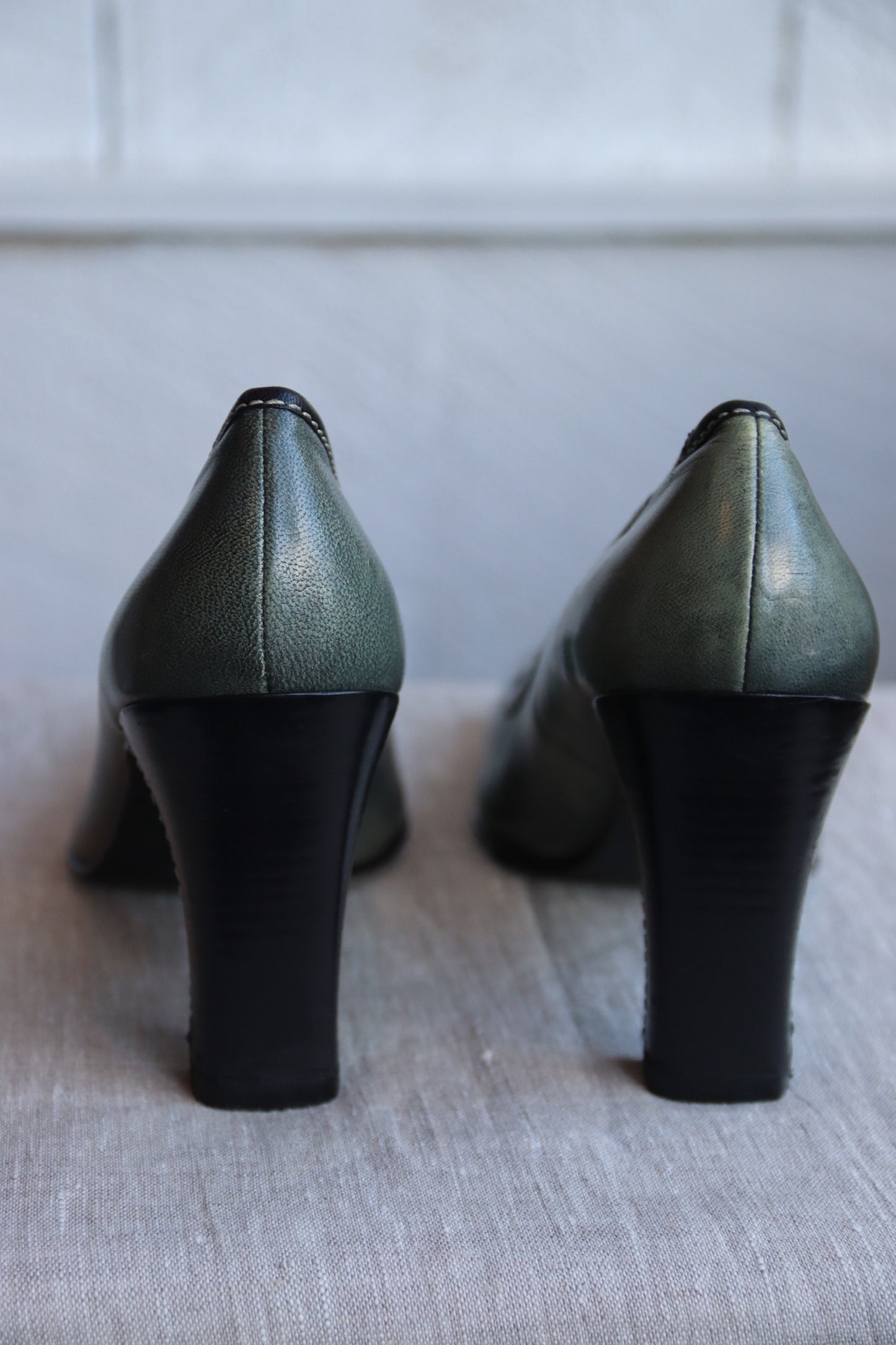 Paolo Green Leather Heels