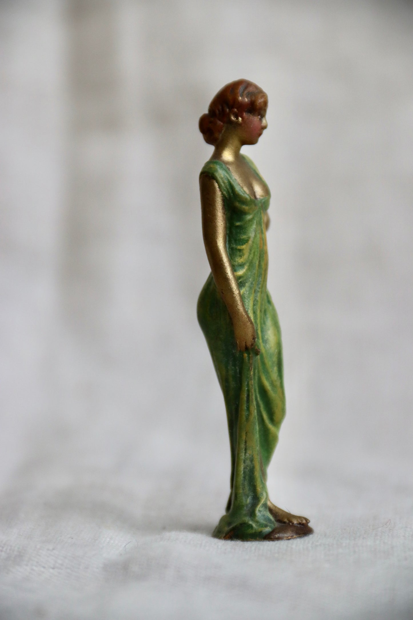Miniature Painted Sculpture of Woman