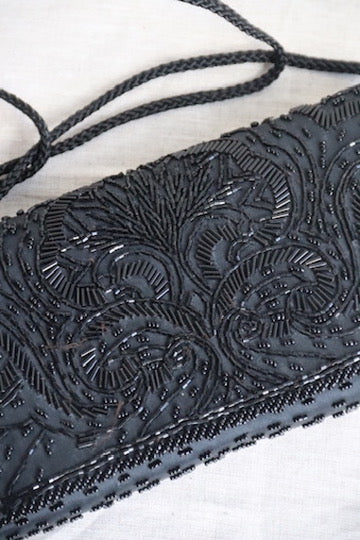 Vintage La Regale Handmade Black Beaded Purse