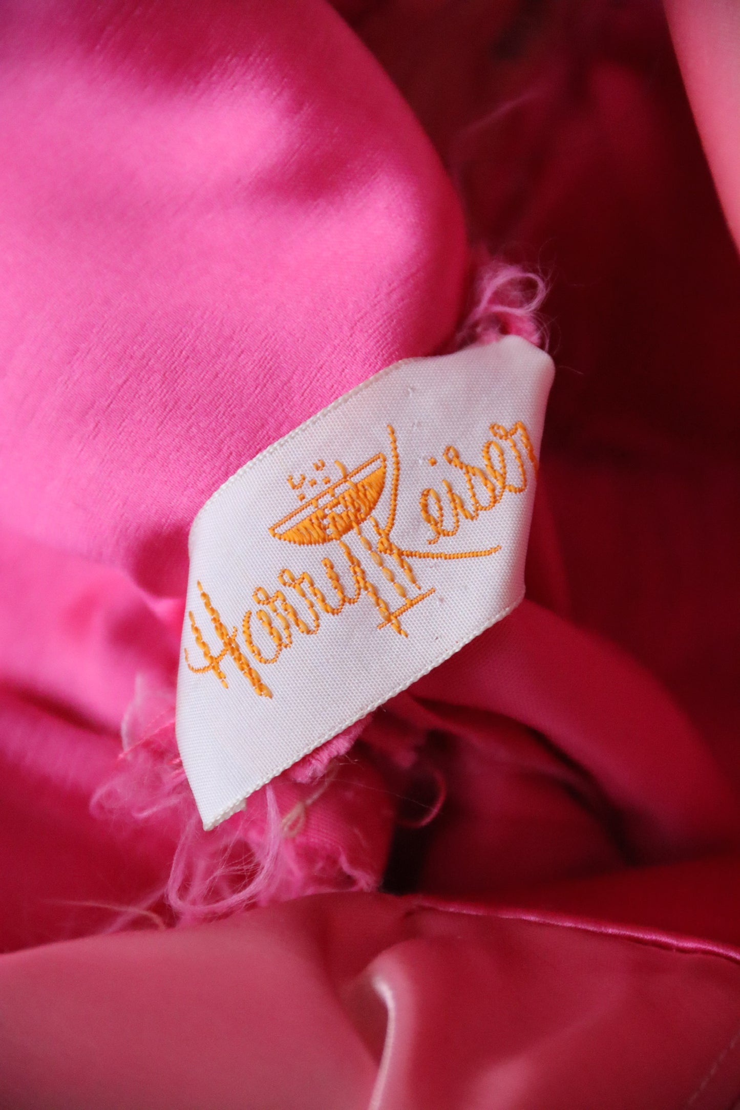 Vintage 60s Harry Keiser Pink Satin Evening Gown with Wrap Stole