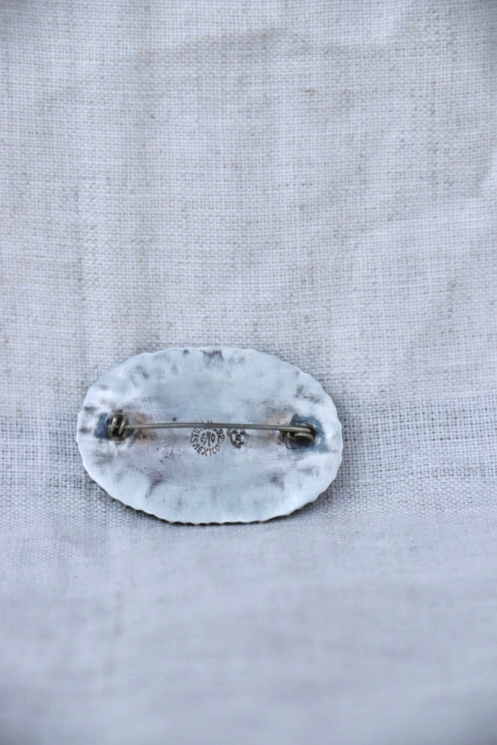 EMO mexico mother of pearl Sterling Silver pin