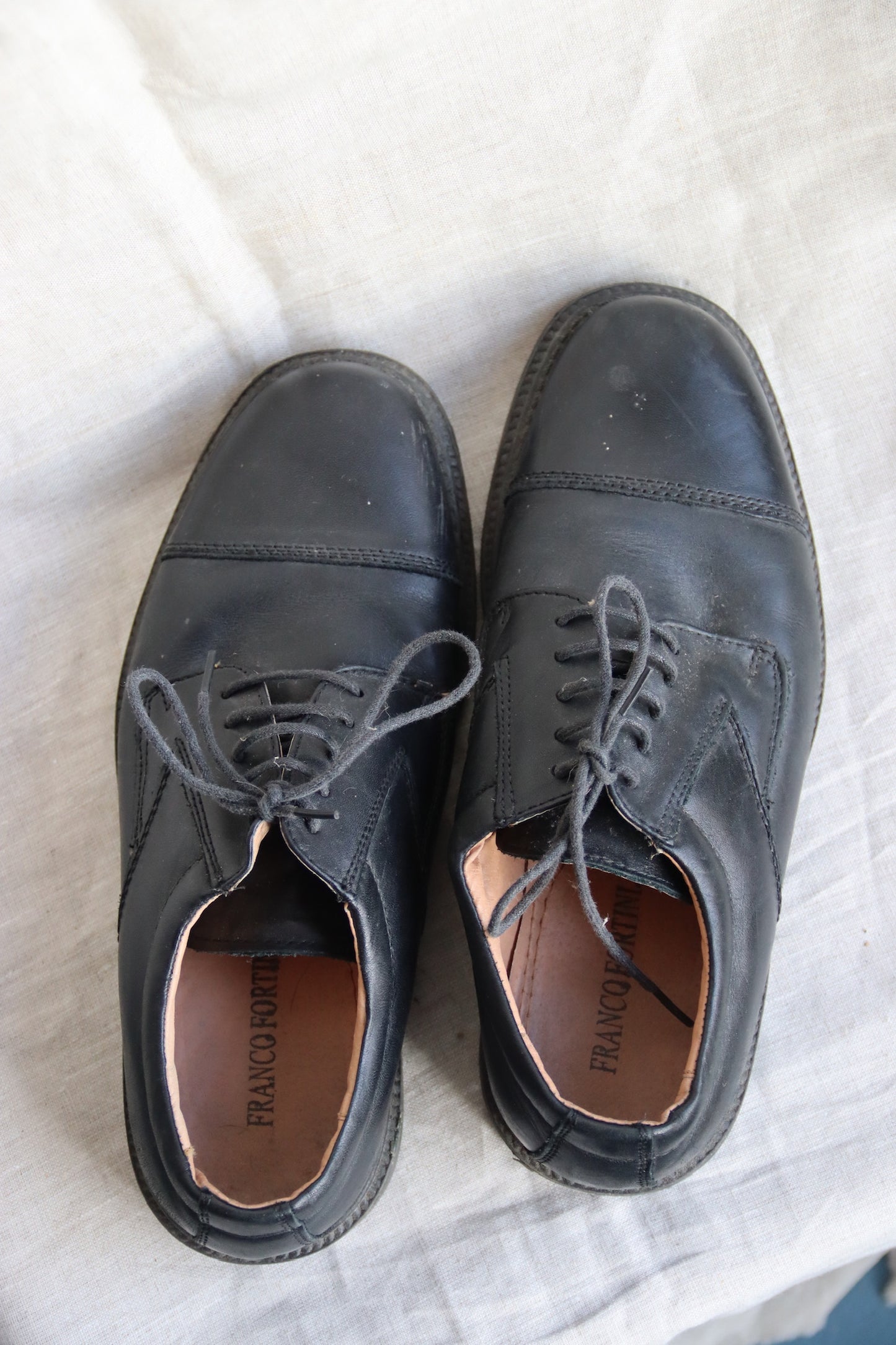 Franco Fortini Men's Black Leather Dress Shoes