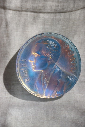 Robin Lehman Iridescent Coin Glass Art Paperweight