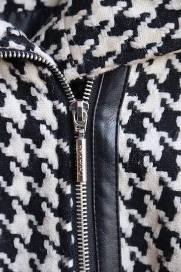 Calvin Klein Black and White Houndstooth Coat