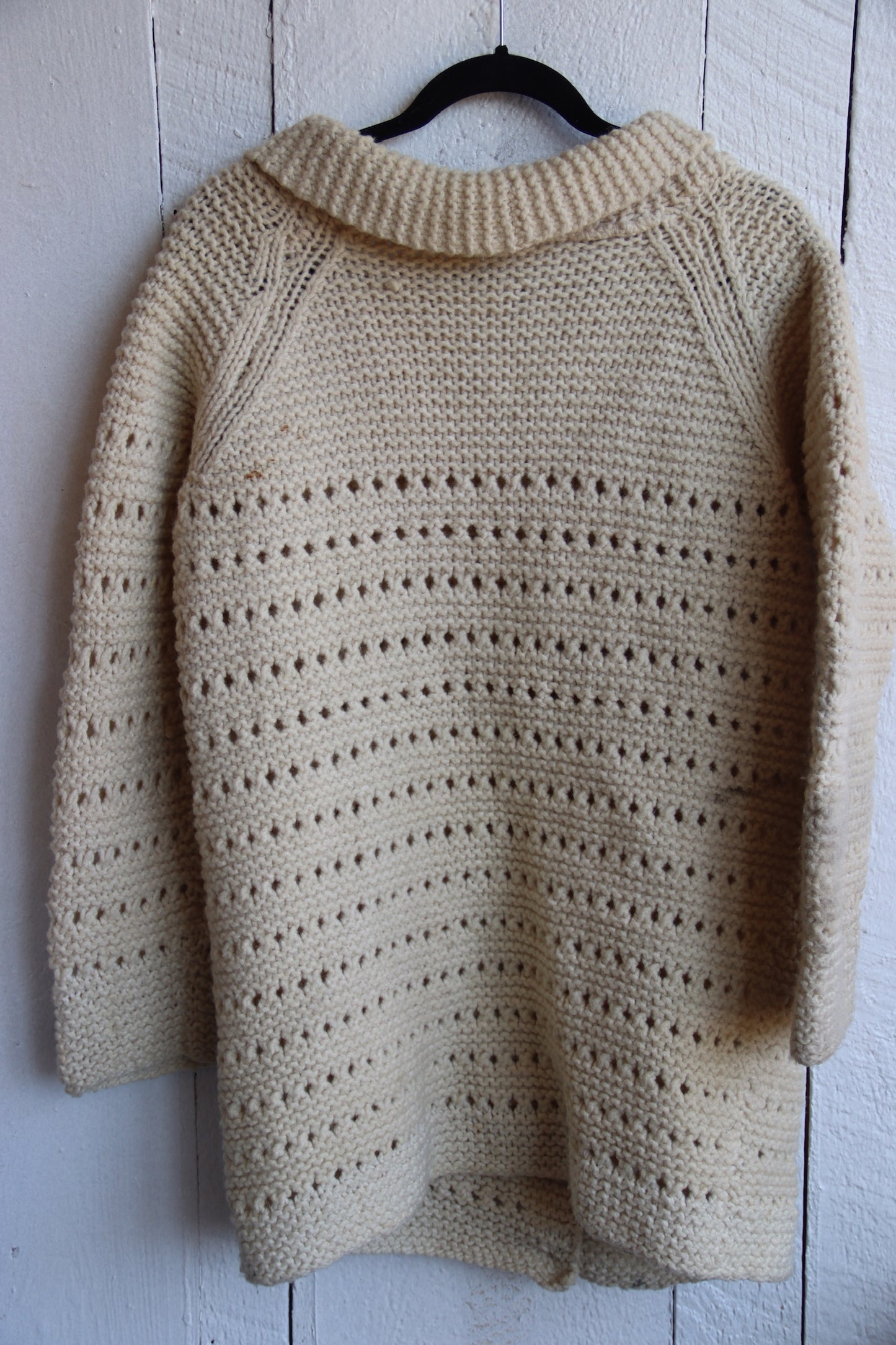Vintage White Knit Long Sweater - as is