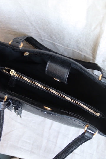Tori Burch Black Leather Bag with Tassle