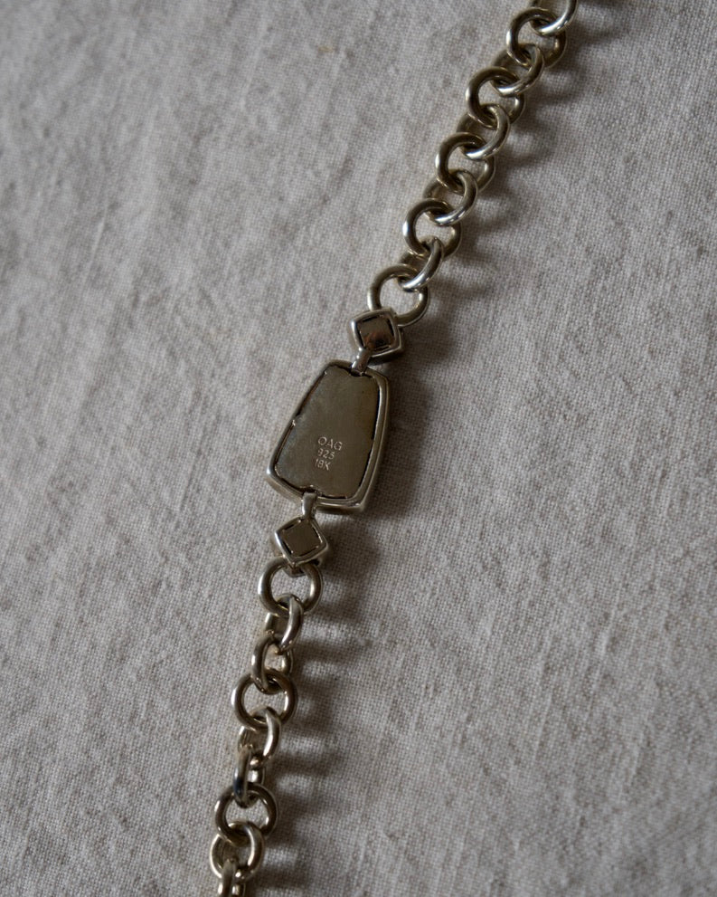 Sterling Silver and Mother-of-Pearl Face Bracelet