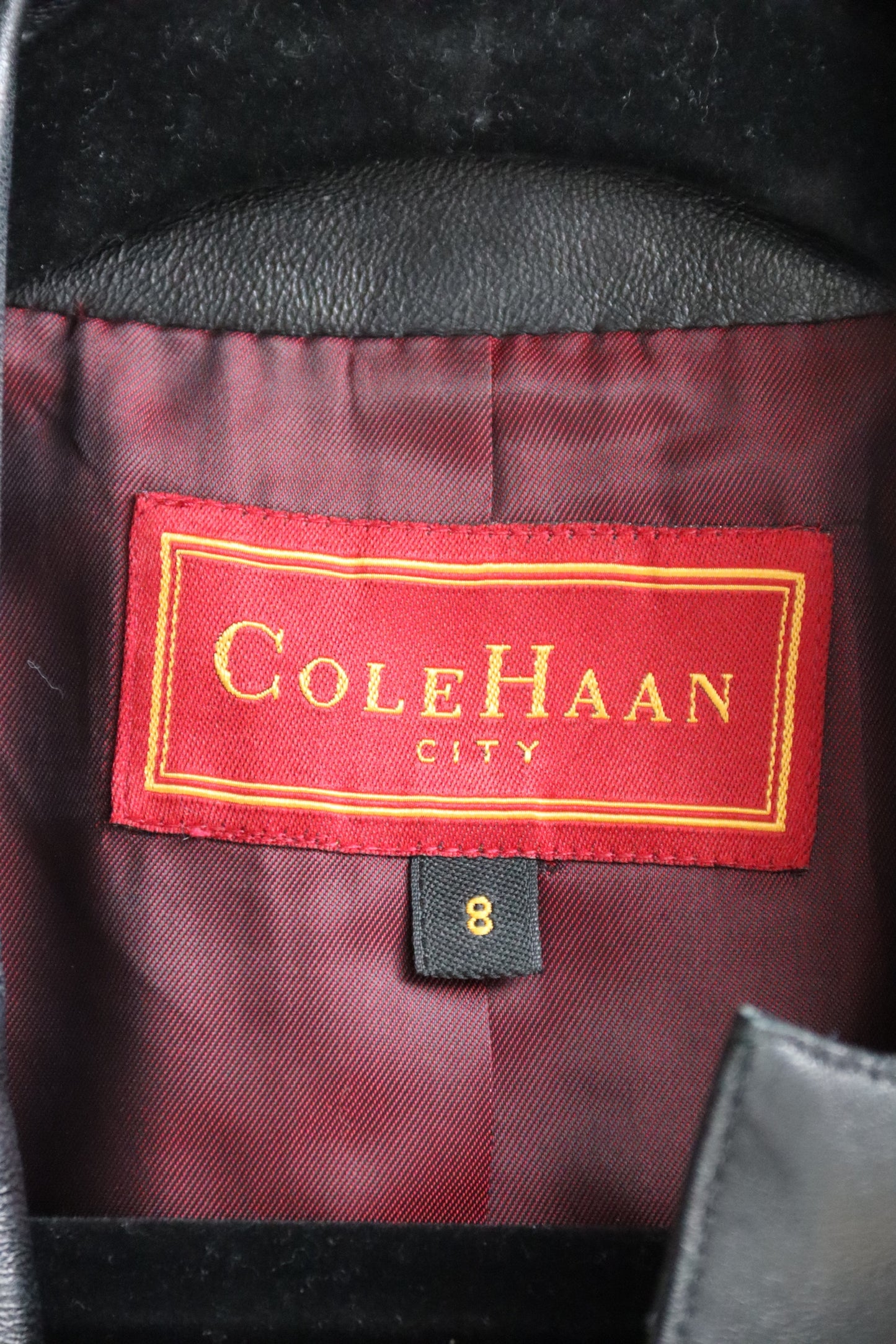 Cole Haan City Black Leather Coat