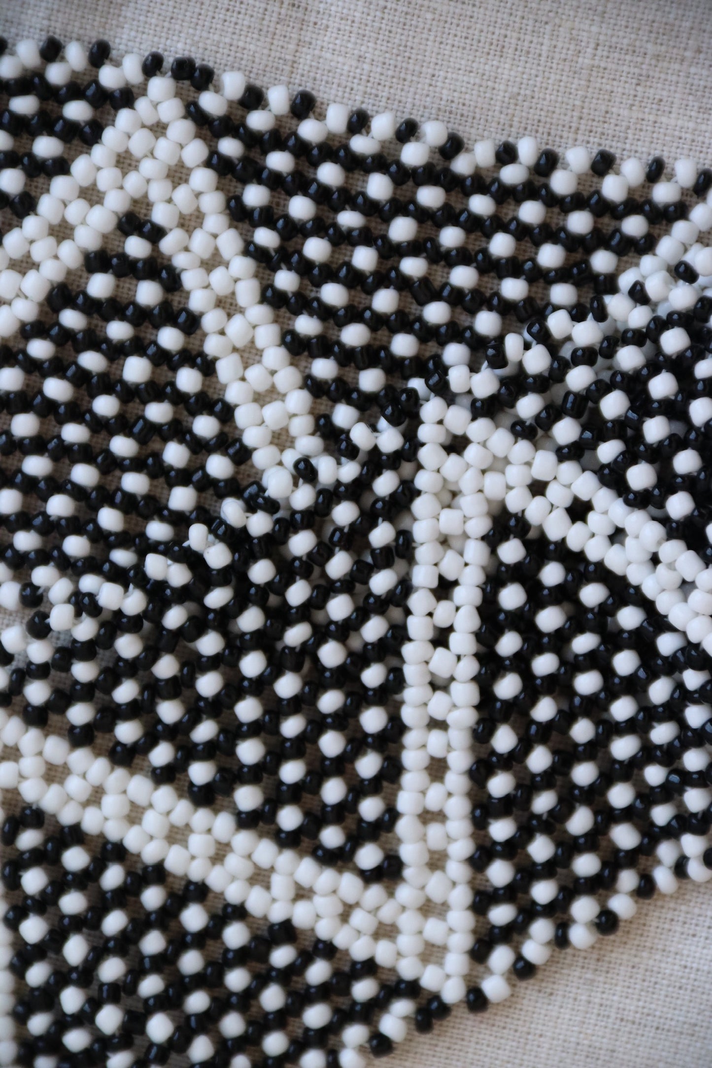 White and Black Beaded Belt
