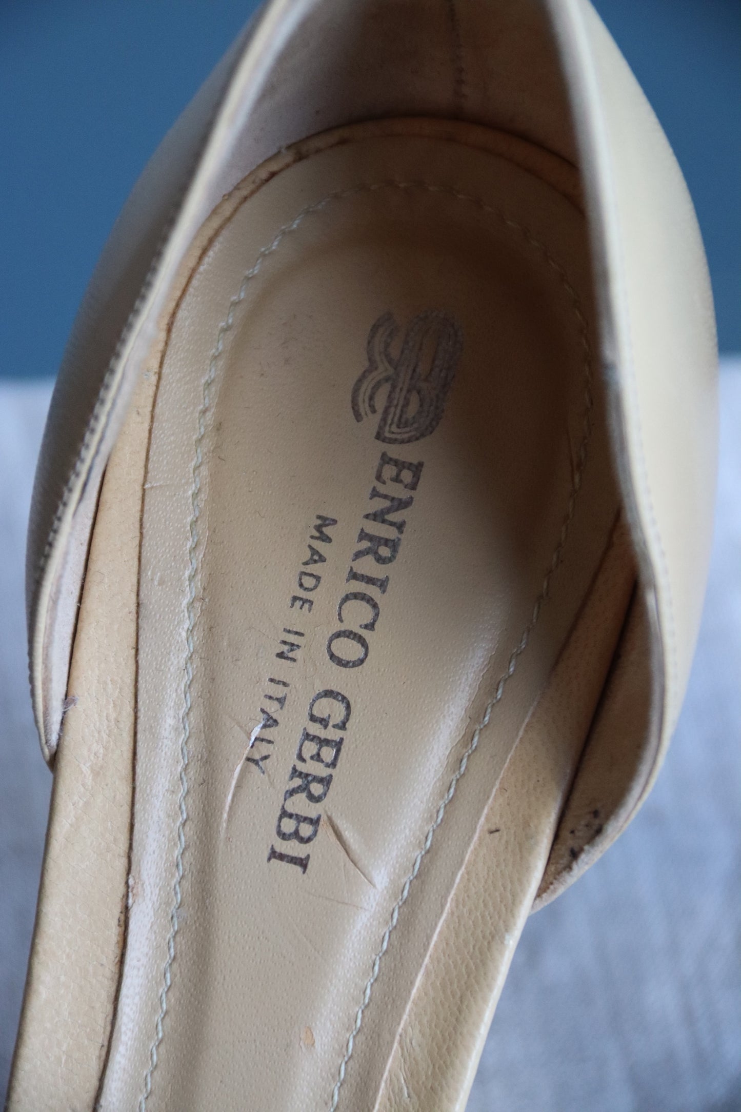 Enrico Cuini Leather Studded Beige Heels