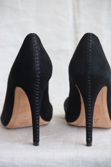 Alice + Olivia Black Suede D'Orsay Heels - 10