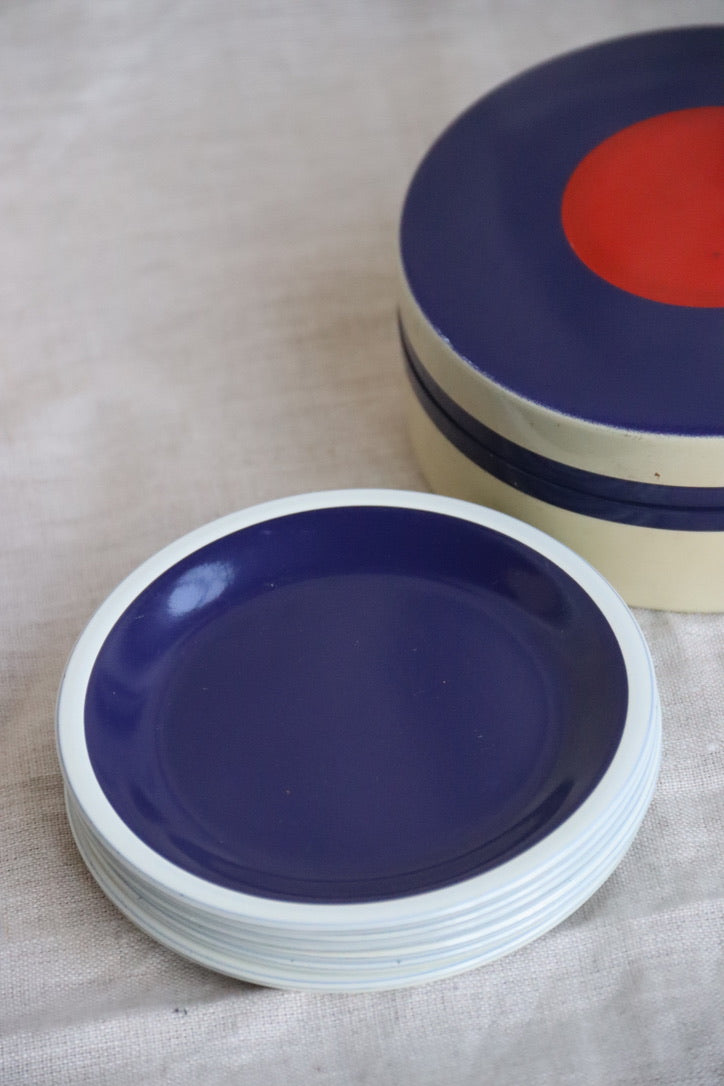 Vintage Set of Blue Coasters with Box