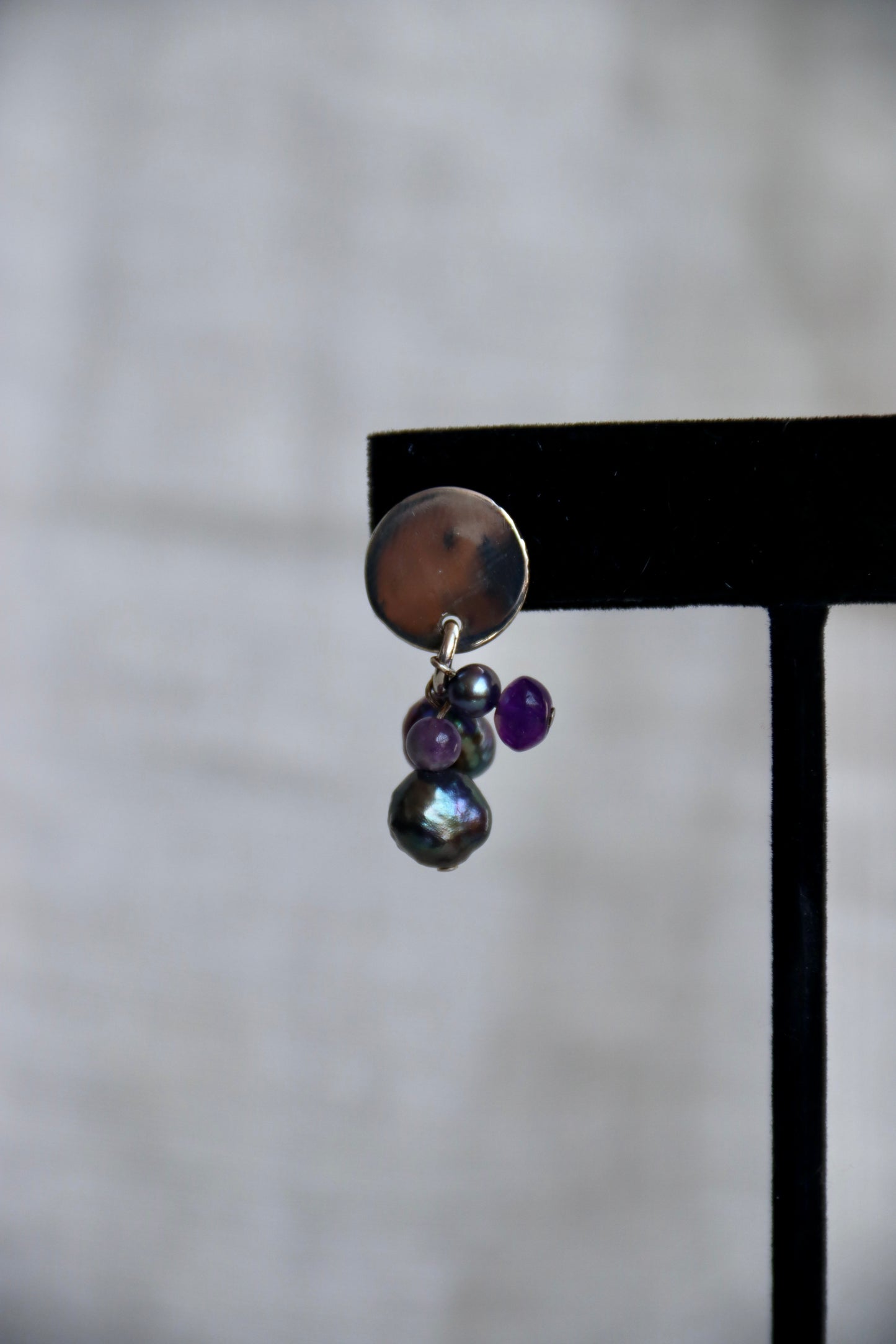 Sterling Silver Purple Bead Earrings