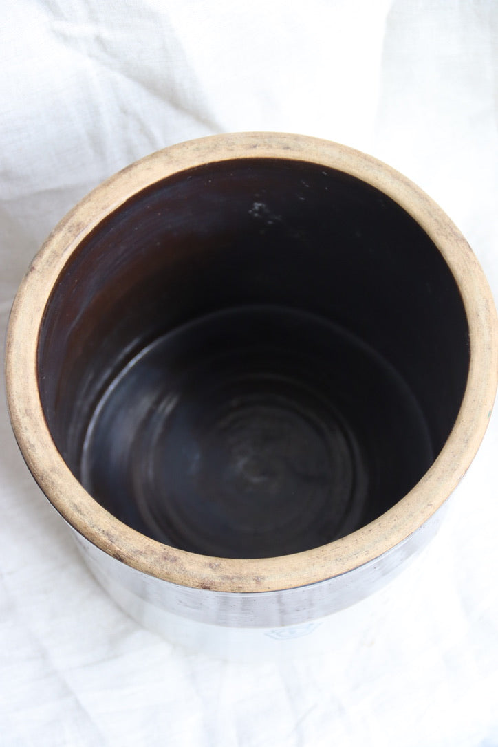 Vintage Robinson Crown Stoneware Container with Lid - 2 Gal.