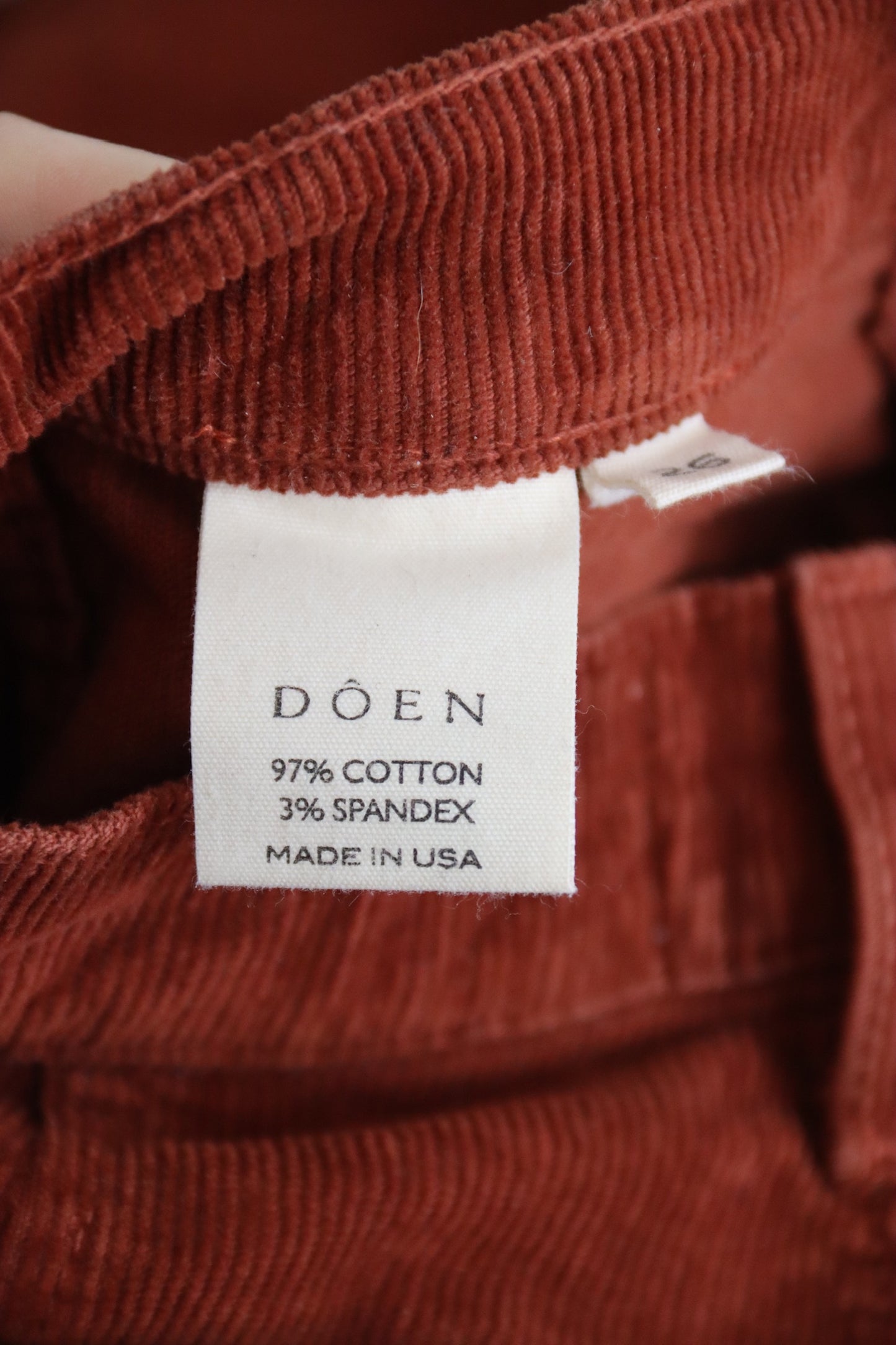 Doen Burnt Orange Corduroy Jean Pants