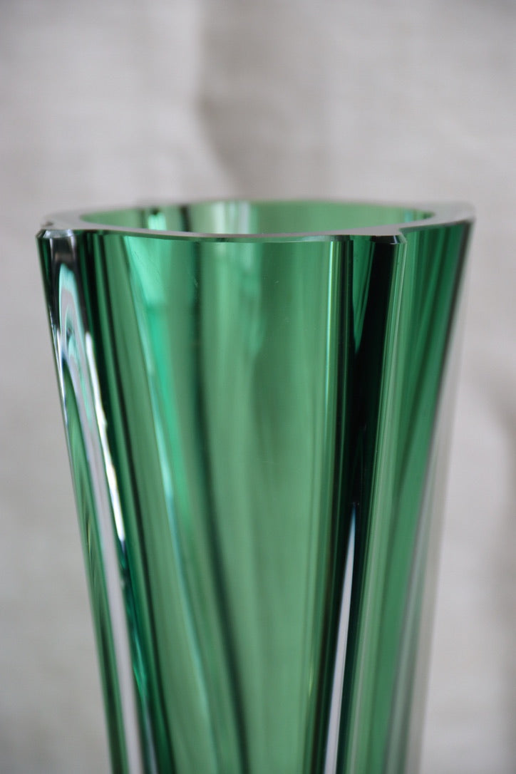 Green Fluted Glass Vase
