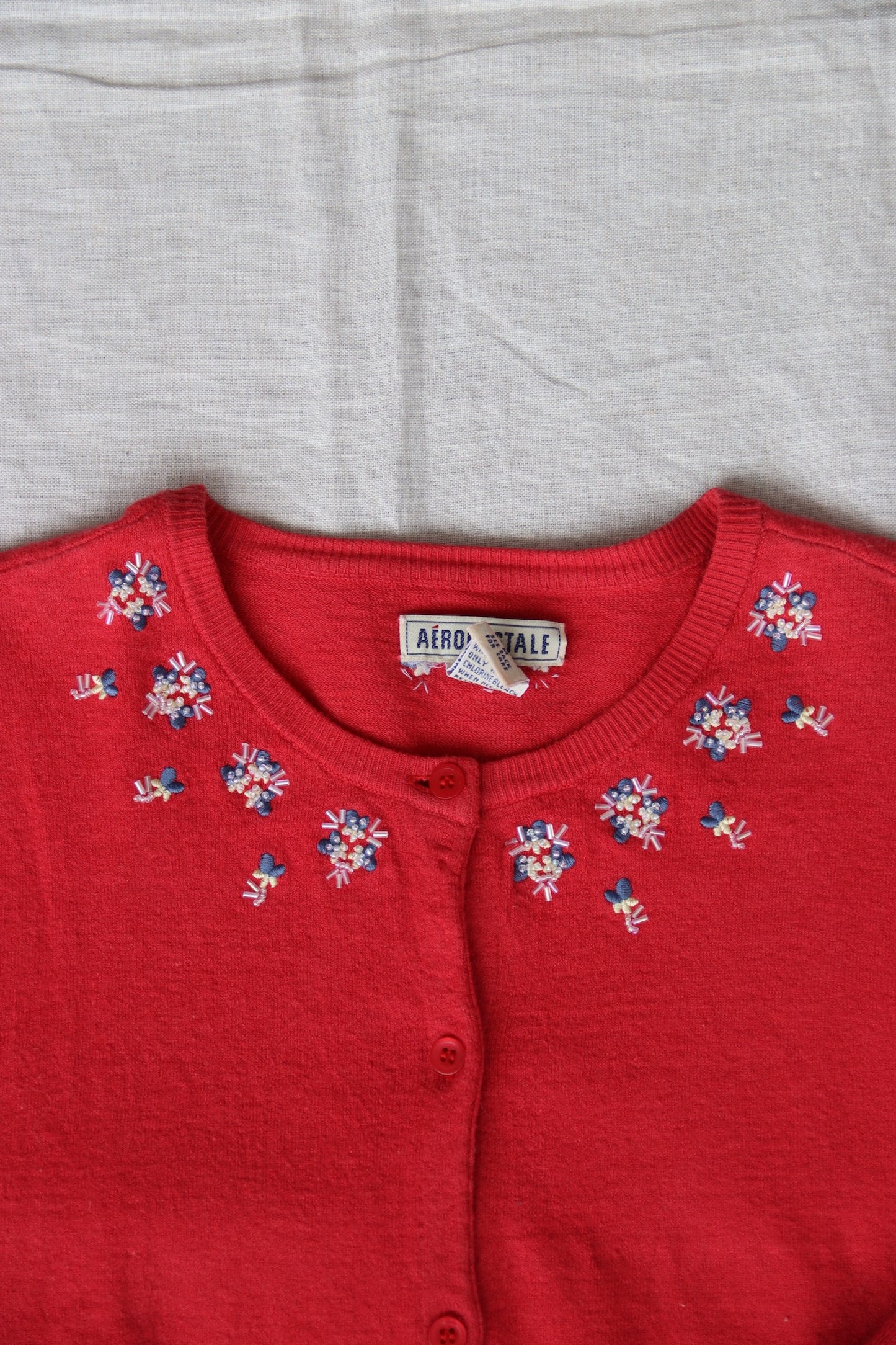 Vintage Aeropostale Red Beaded Sweater