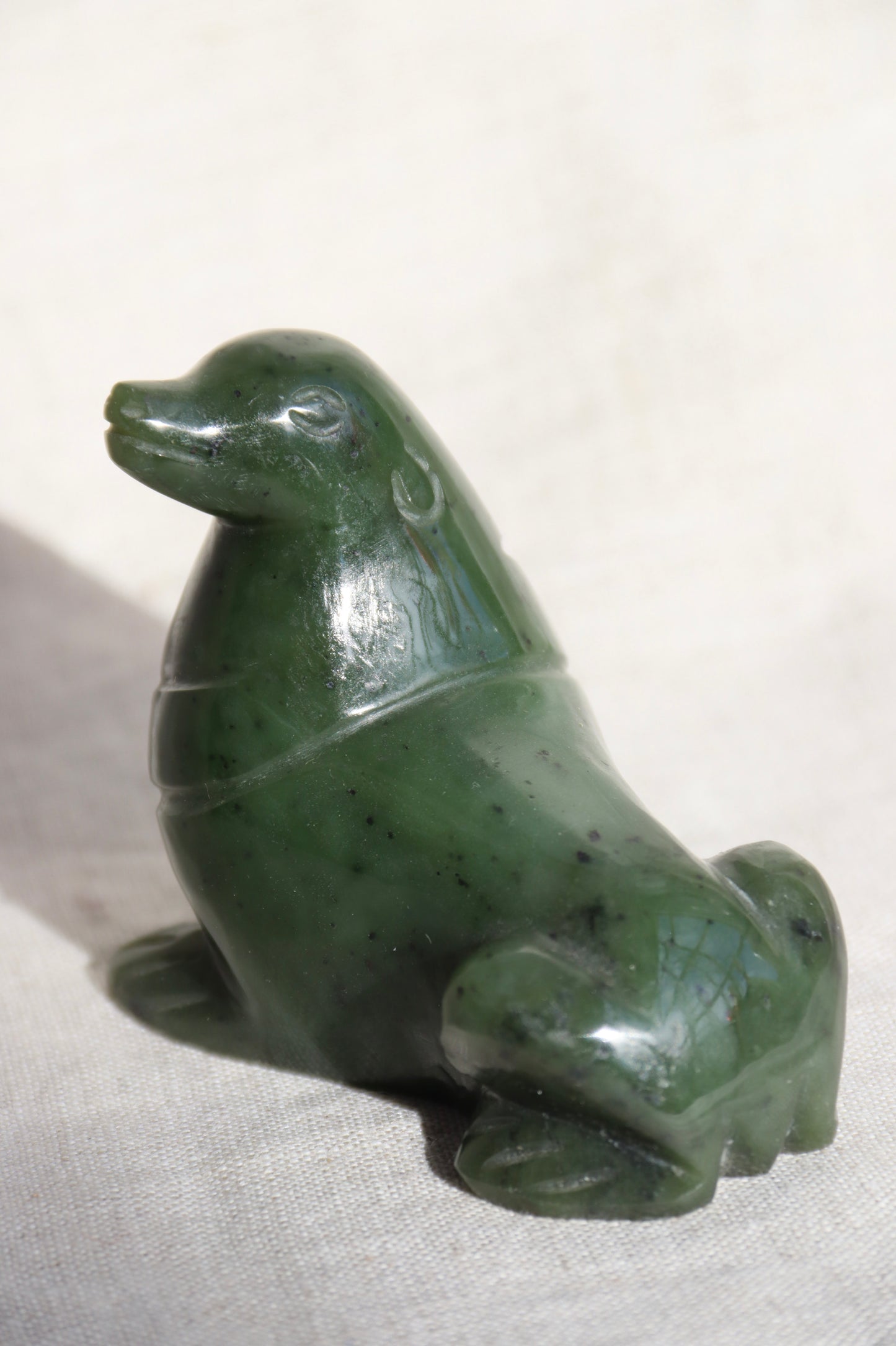Green Stone Seal Figurine