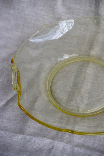 Yellow Glass Tray Bowl with Handles