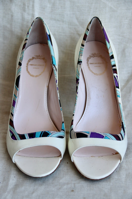 Emilio Pucci White Patent Heels - 40.5