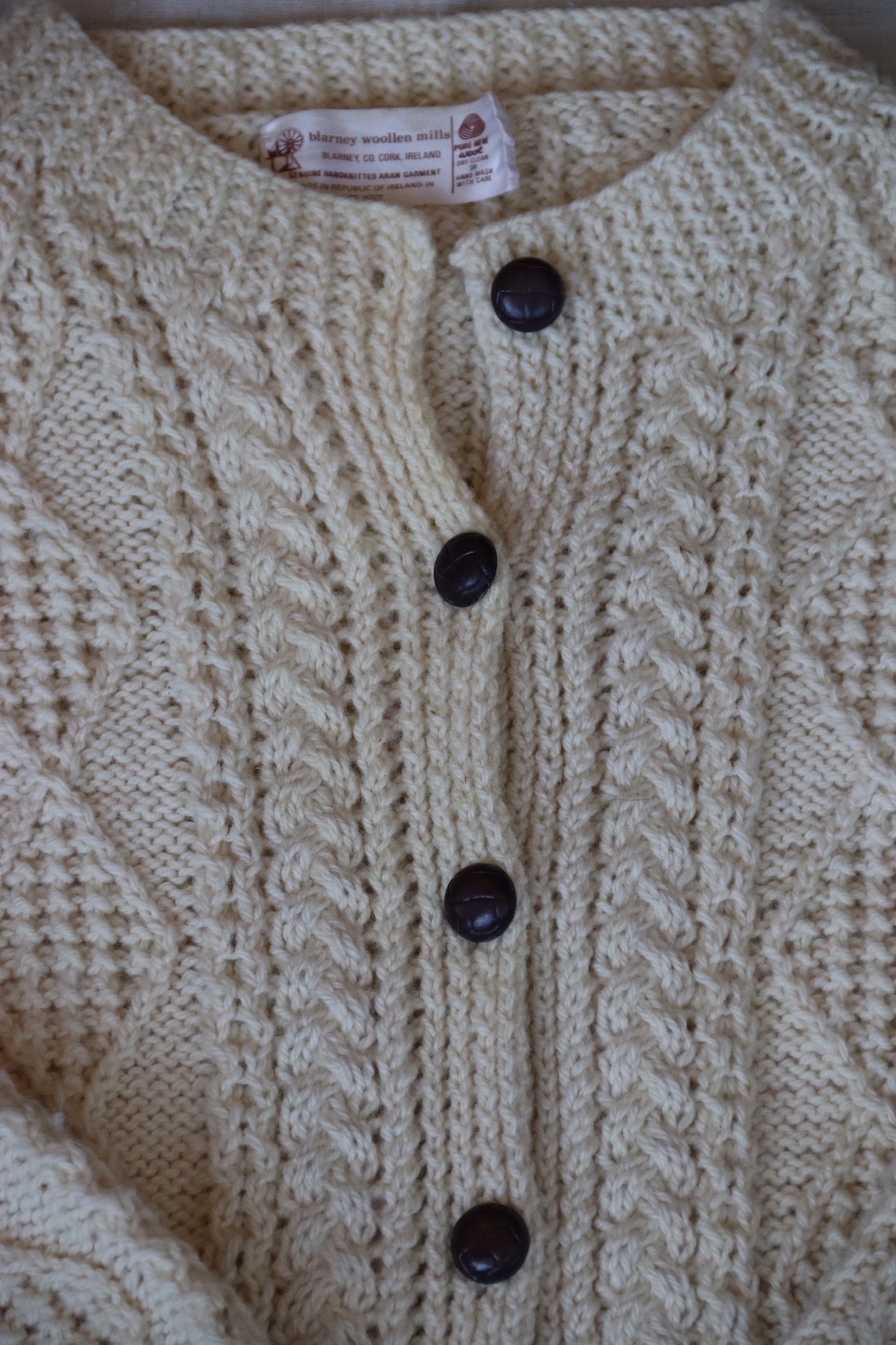 Blarney Woollen Mills White Irish Fisherman Sweater