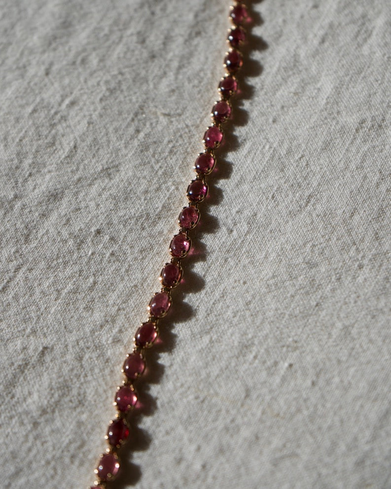 Rose Gold Pink Tourmaline Line Bracelet - 9K