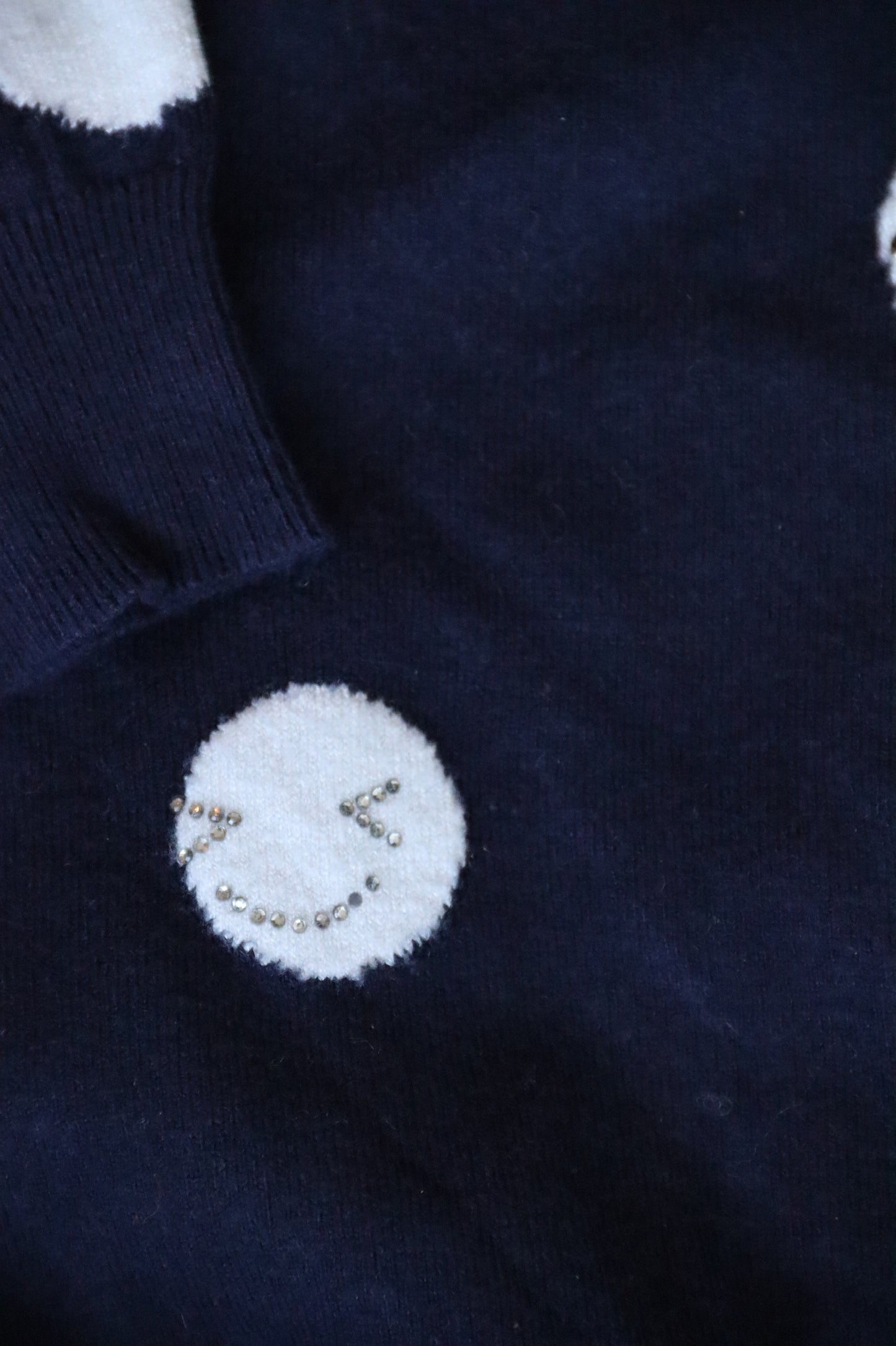 Dark Blue Smiley Face Sweater