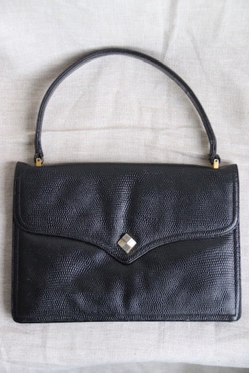 Vintage Morris Moskowitz Black Leather Hand Bag