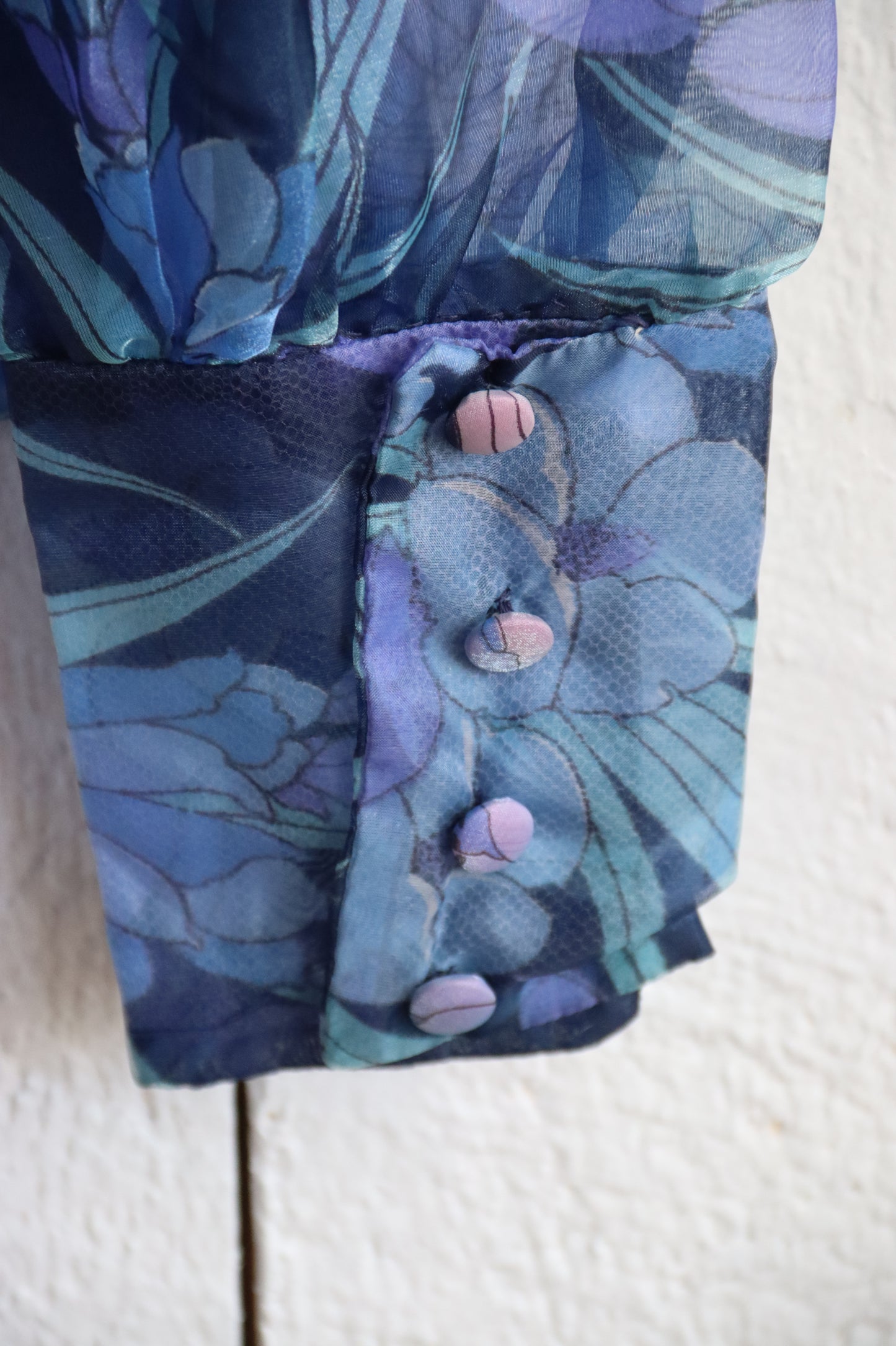 Vintage Handmade Blue Floral Top