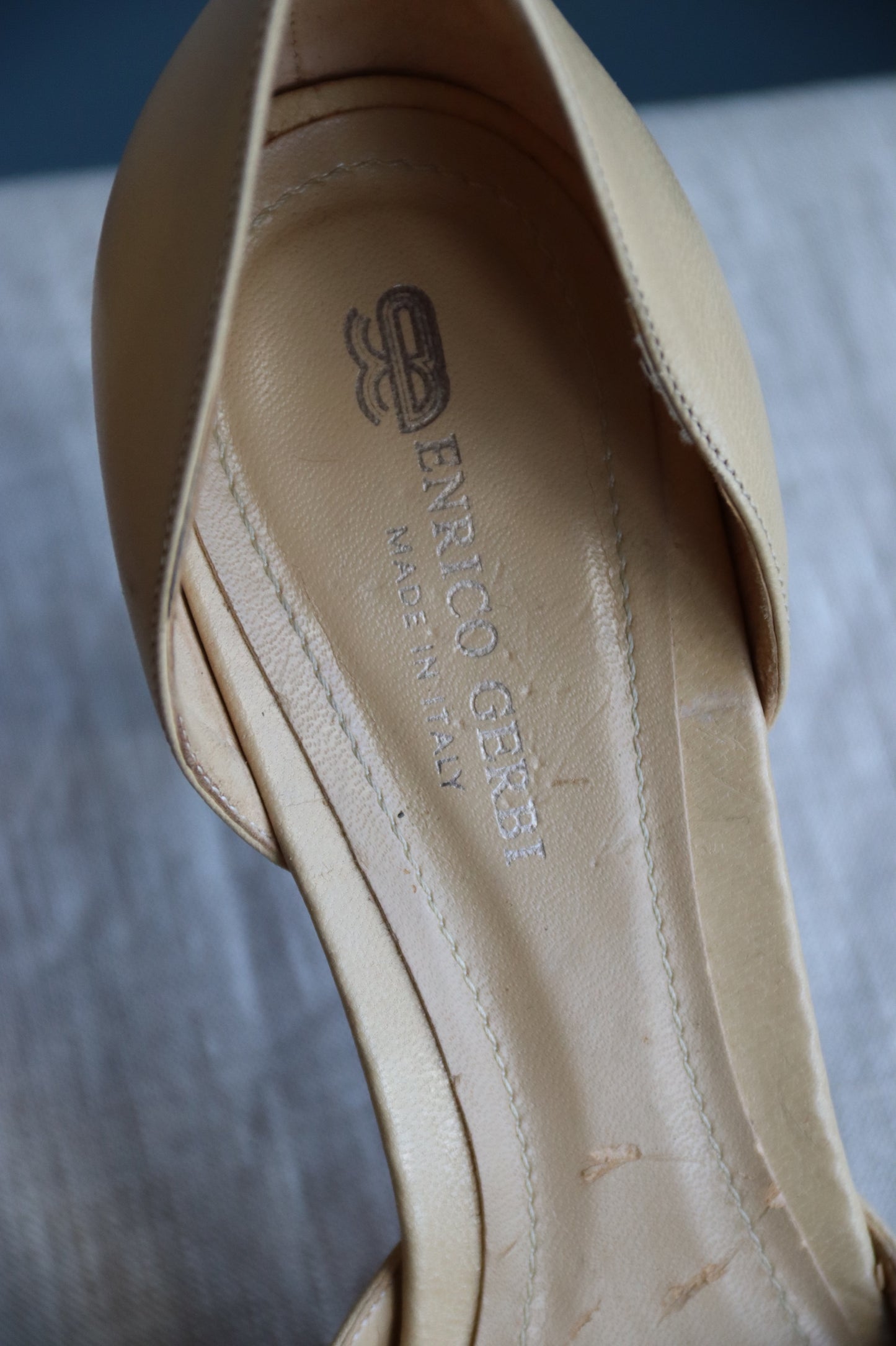 Enrico Cuini Leather Studded Beige Heels