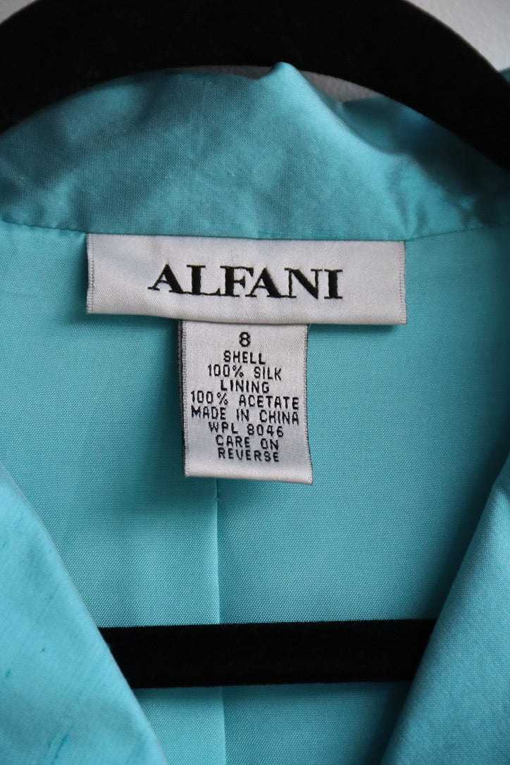 Vintage Alfani Turquoise Silk Shirt Dress