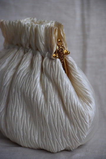 Vintage La Regale White Pleated Convertible Clutch Purse