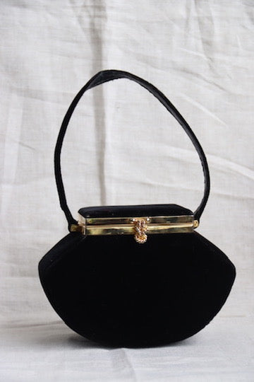 Black Velvet Hardshell Purse