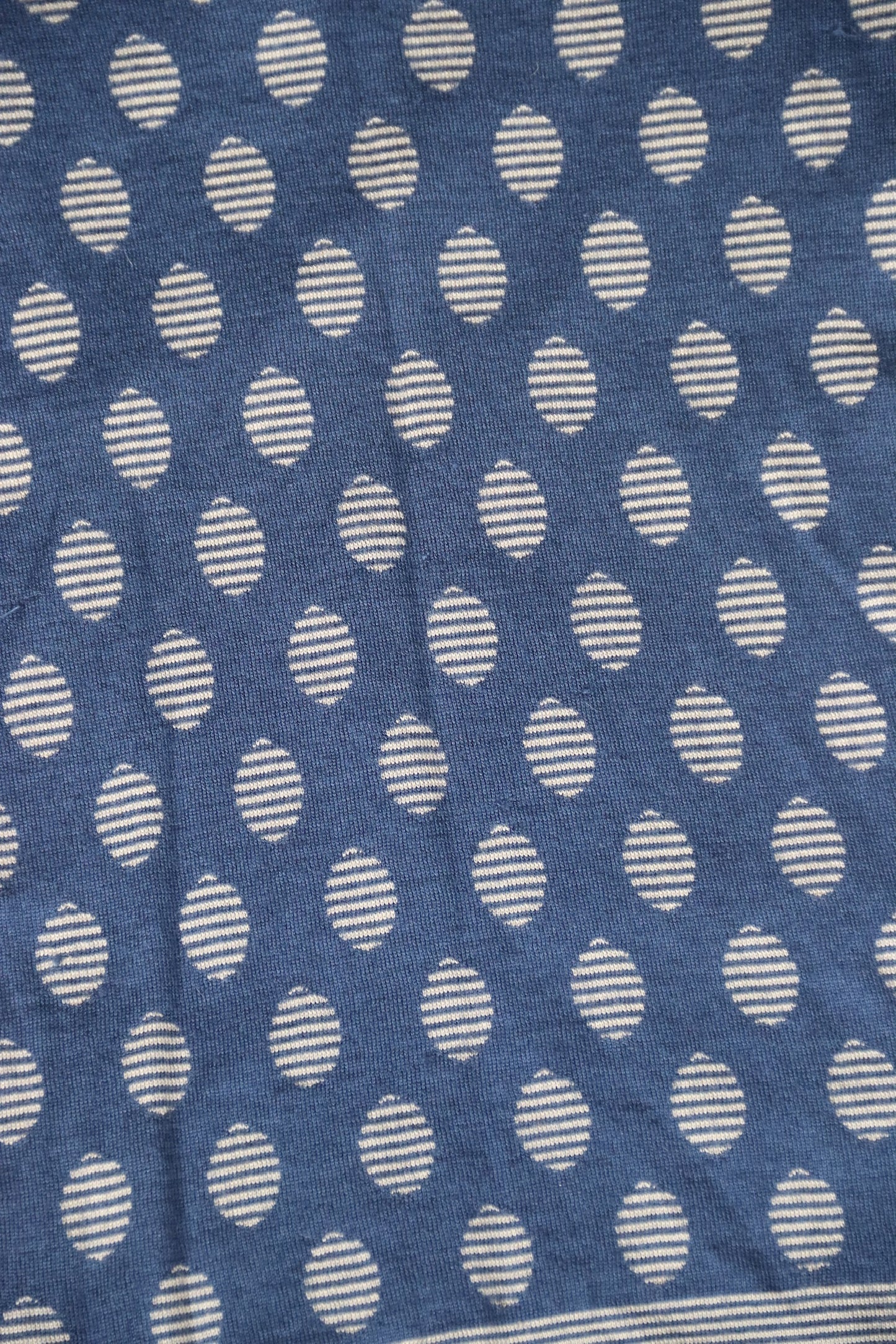 Armani Blue and Grey Polka Dot Silk and Cashmere Short Sleeve Sweater