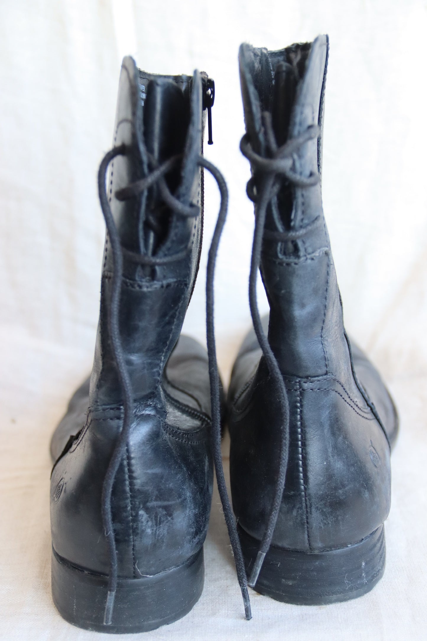 Born Black Leather Lace Up Boots - 10