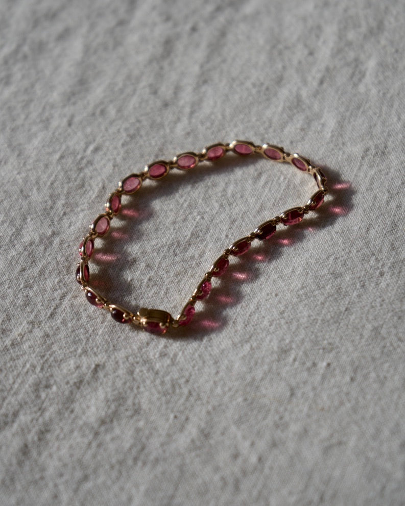 Rose Gold Pink Tourmaline Line Bracelet - 9K