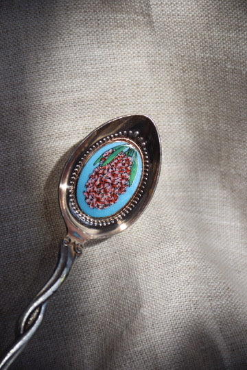 Set of Three Dutch Sterling Enamel Flower Spoons