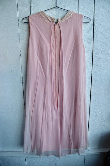 Vintage Cherida Pink Dress with Beaded Collar