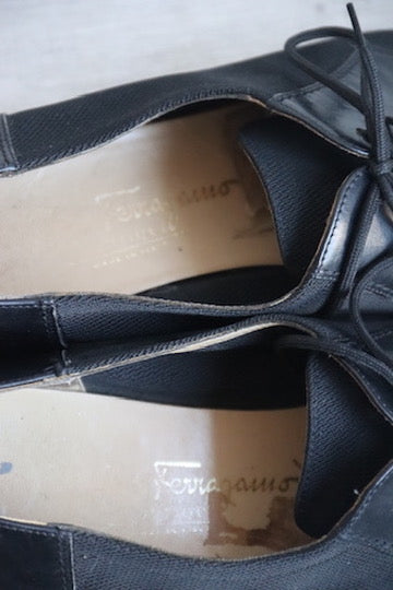 Salvatore Ferragamo Black Nylon Mesh Oxfords - 10