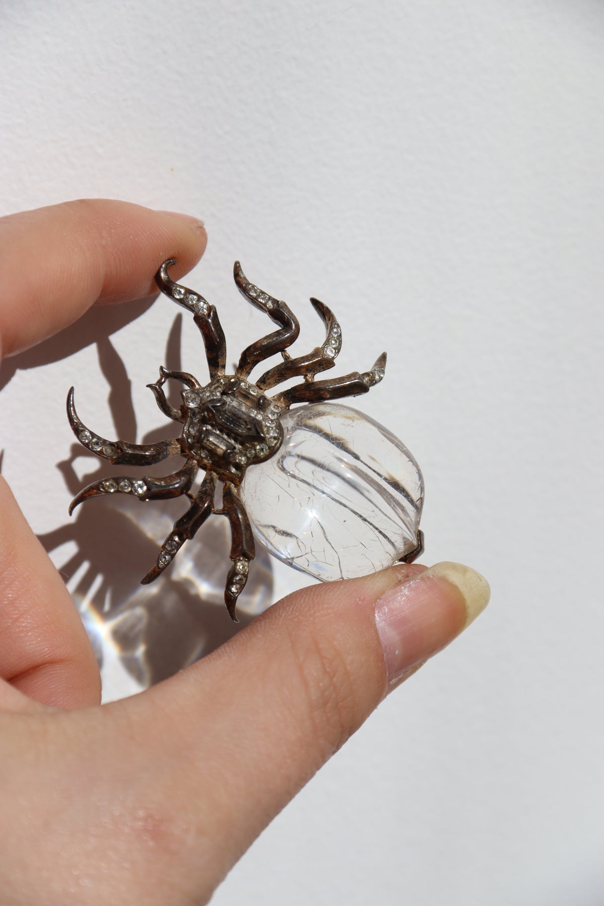 Trifari Sterling Silver Jelly Belly Spider Pin - as is