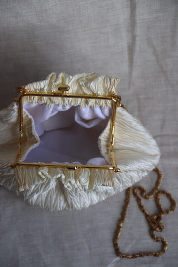 Vintage La Regale White Pleated Convertible Clutch Purse