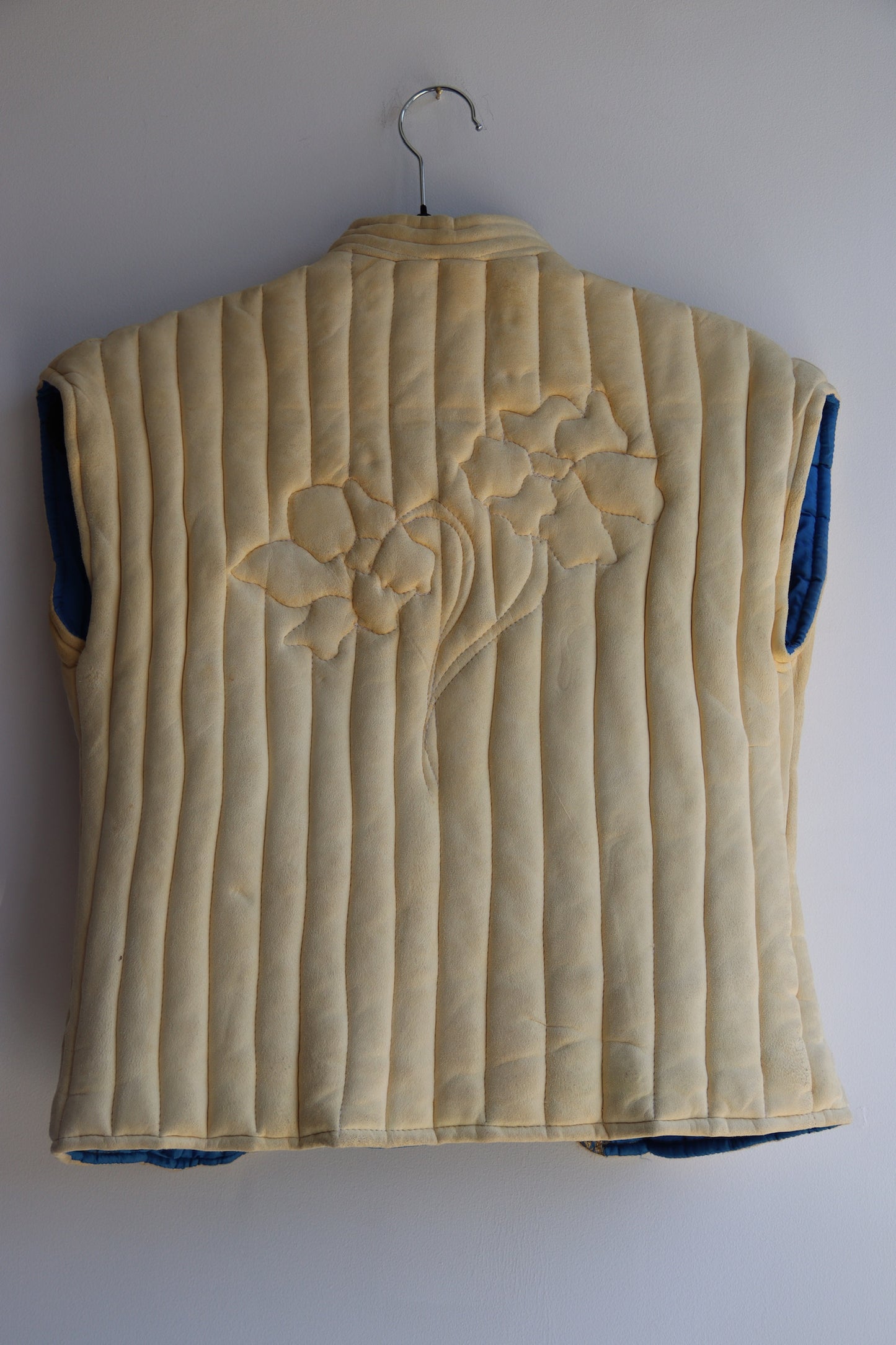 Vintage Blue Quilted Reversible Leather Vest
