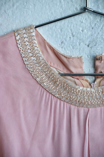 Vintage Cherida Pink Dress with Beaded Collar