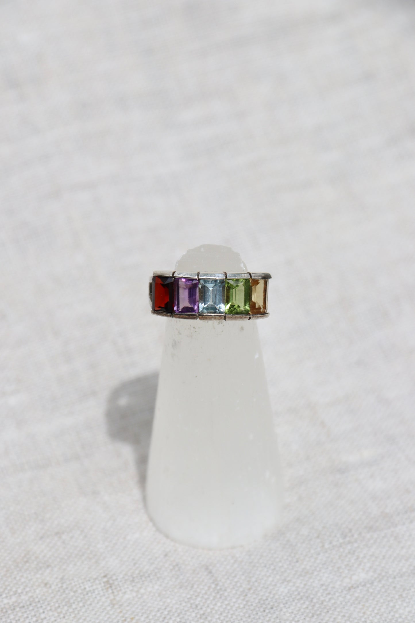 Sterling Silver Rainbow Gemstone Ring