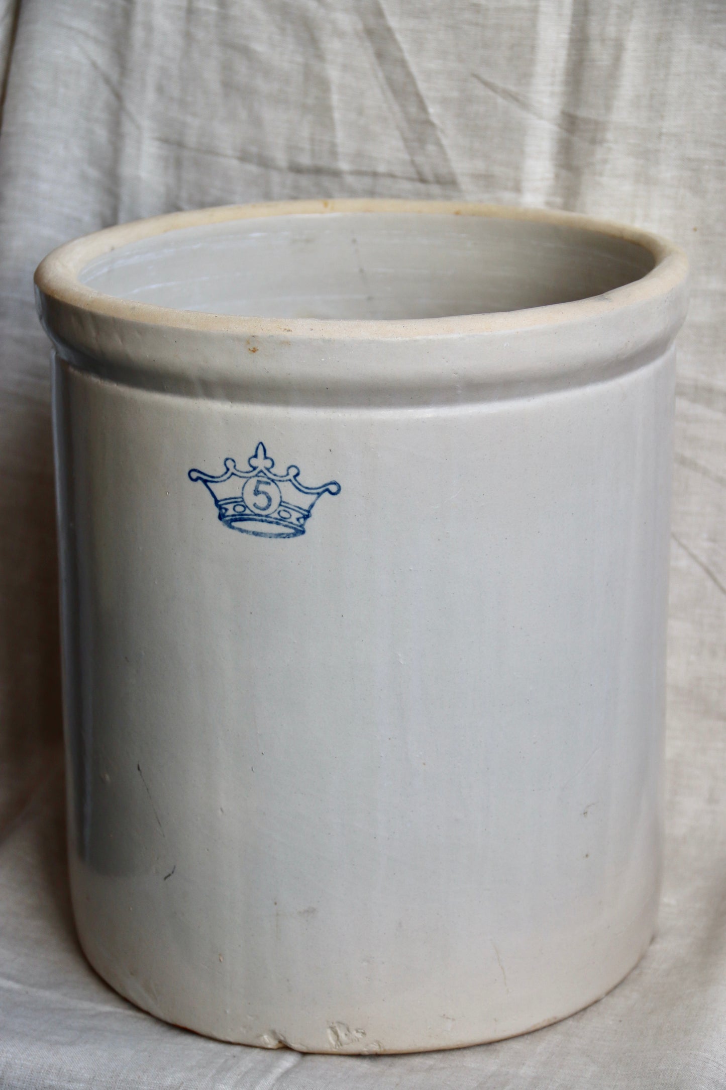 Vintage Large Robinson Crown Stoneware Container with Lid